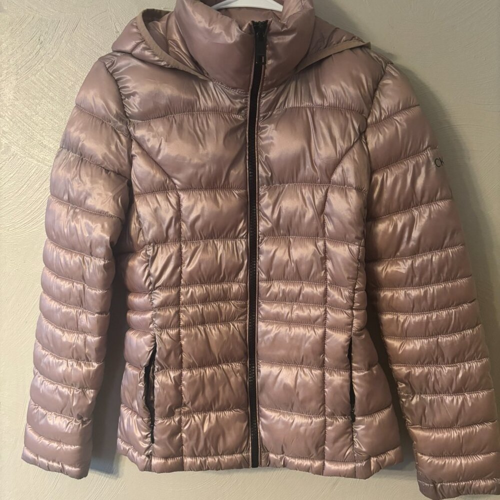 Calvin Klein Rose Gold Puffer Jacket-SM - Picture 3 of 4